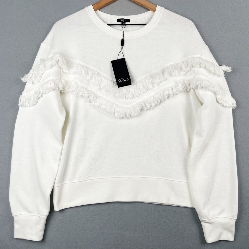 Rails White Fringe Sweatshirt